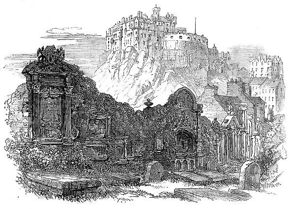 Edinburgh: the Castle, from the Greyfriars' Cemetery, 1864. Creator: Unknown