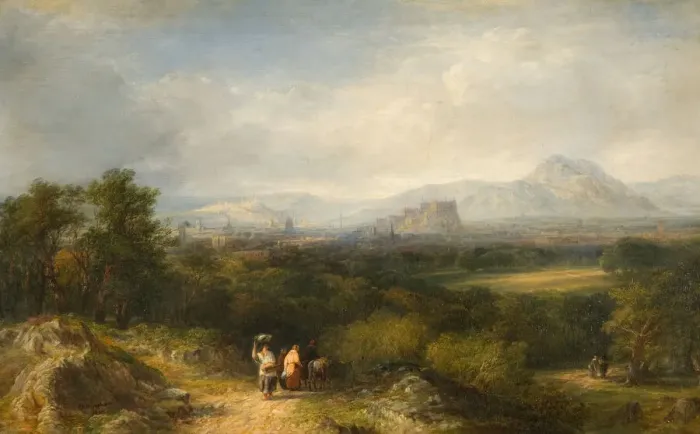Framed Print : Edinburgh from Corstorphine, 1846. Creator: Frederick Henry Henshaw Framed Print : Edinburgh from Corstorphine, 1846. Creator: Frederick Henry Henshaw