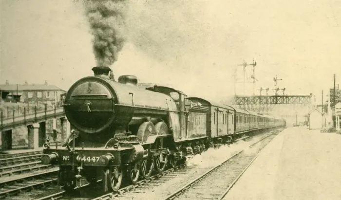 Framed Print : Edinburgh-London Express Leaving York, London and North Eastern Railway, 1930. Creator: H