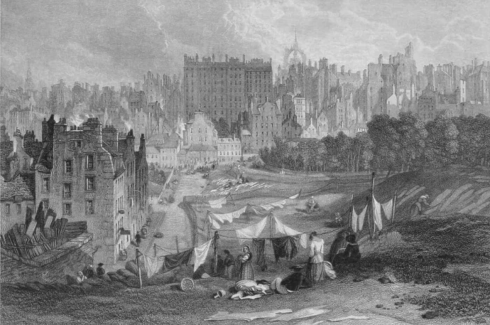 Framed Print : Edinburgh Old Town from Princes Street, 1841. Artist: Thomas Dobbie Framed Print : Edinburgh Old Town from Princes Street, 1841. Artist: Thomas Dobbie