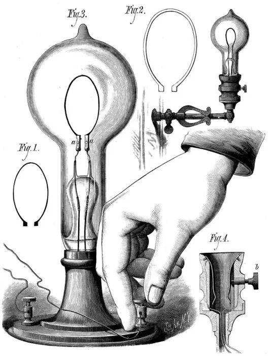 Framed Print : Edisons carbon filament lamp, 1880 Framed Print : Edisons carbon filament lamp, 1880