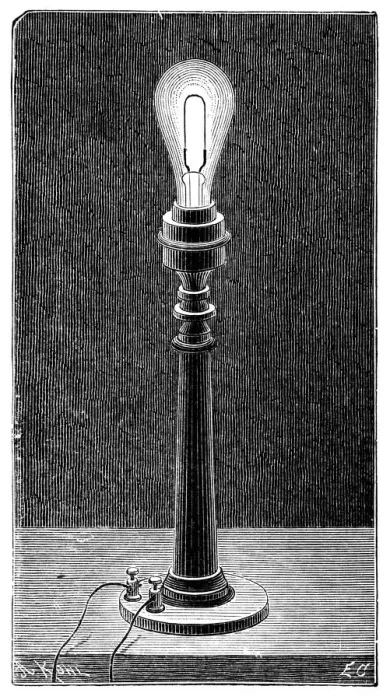 Framed Print : Edisons incandescent light globe in a table lamp fitting, 1891 Framed Print : Edisons incandescent light globe in a table lamp fitting, 1891
