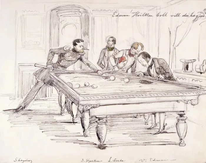 Framed Print : Edman! Which ball do you want scored'. Pool scene. (c1850s) Creator: Fritz von Dardel. Edman! Which ball do you want scored'. Pool scene. (c1850s) Creator: Fritz von Dardel Framed Print : Edman! Which ball do you want scored'. Pool scene. (c1850s) Creator: Fritz von Dardel. Edman! Which ball do you want scored'. Pool scene. (c1850s) Creator: Fritz von Dardel