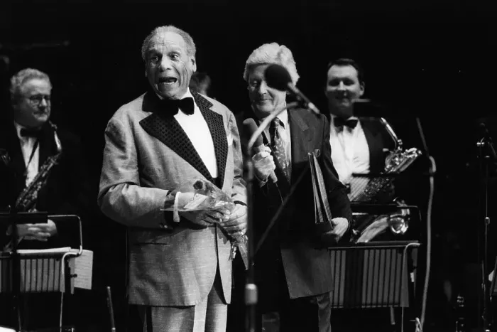 Framed Print : Edmundo Ross and Orchestra, Michael Aspel, 1994. Creator: Brian Foskett Framed Print : Edmundo Ross and Orchestra, Michael Aspel, 1994. Creator: Brian Foskett