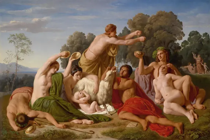 Framed Print : The Education of Jupiter on Mount Ida in Crete, 1846. Creator: Steinfurth, Hermann (1824-1880) Framed Print : The Education of Jupiter on Mount Ida in Crete, 1846. Creator: Steinfurth, Hermann (1824-1880)