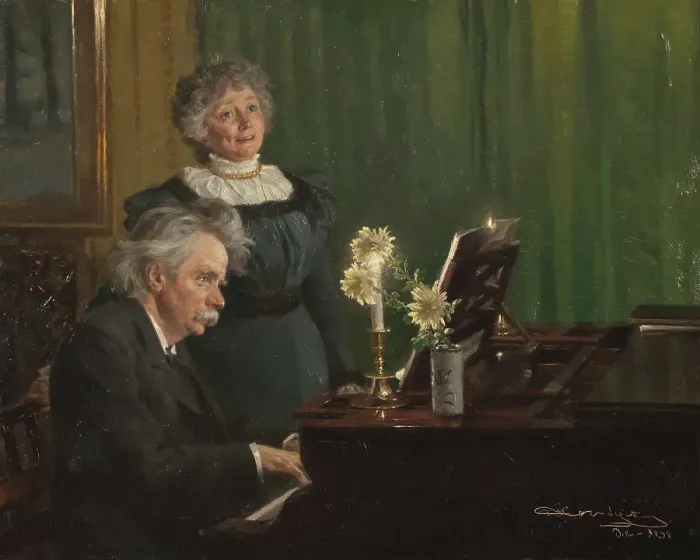 Framed Print : Edvard Grieg accompanying his Wife, 1898. Creator: Peder Severin Kroyer Framed Print : Edvard Grieg accompanying his Wife, 1898. Creator: Peder Severin Kroyer