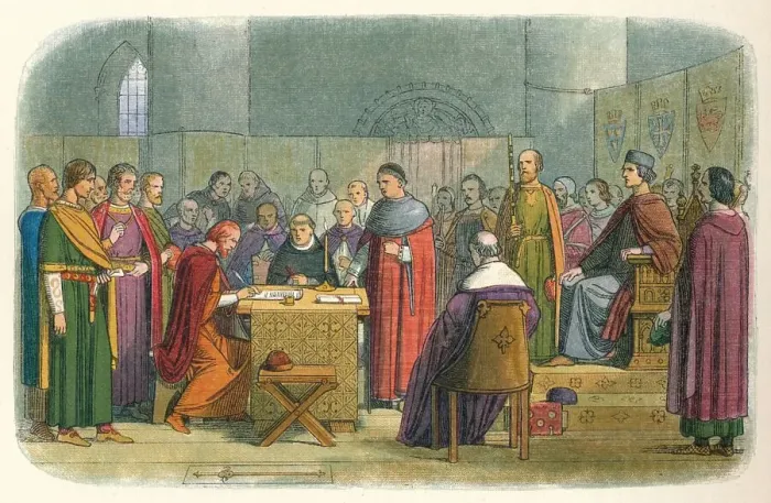 Framed Print : Edward acknowledged as suzerain of Scotland, 1290 (1864). Artist: James William Edmund Doyle Framed Print : Edward acknowledged as suzerain of Scotland, 1290 (1864). Artist: James William Edmund Doyle