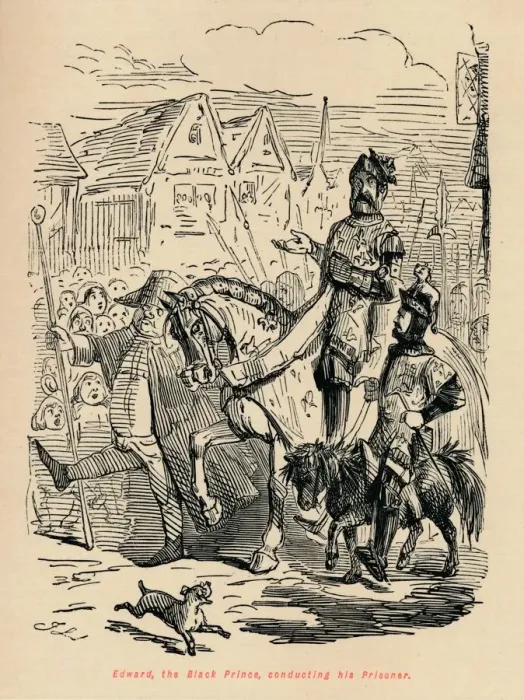 Framed Print : Edward the Black Prince, conducting his Prisoner, c1860, (c1860). Artist: John Leech