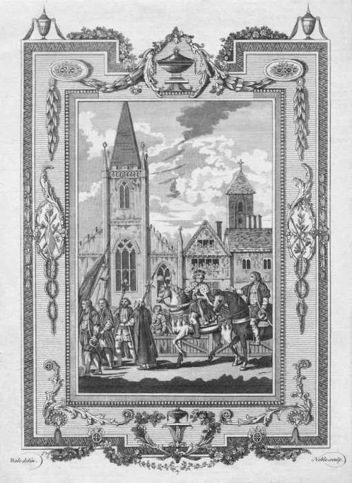 Framed Print : Edward the Black Prince (eldest Son of Edward III) conducting the King of France his Prisoner throu Artist: George Noble Framed Print : Edward the Black Prince (eldest Son of Edward III) conducting the King of France his Prisoner throu Artist: George Noble