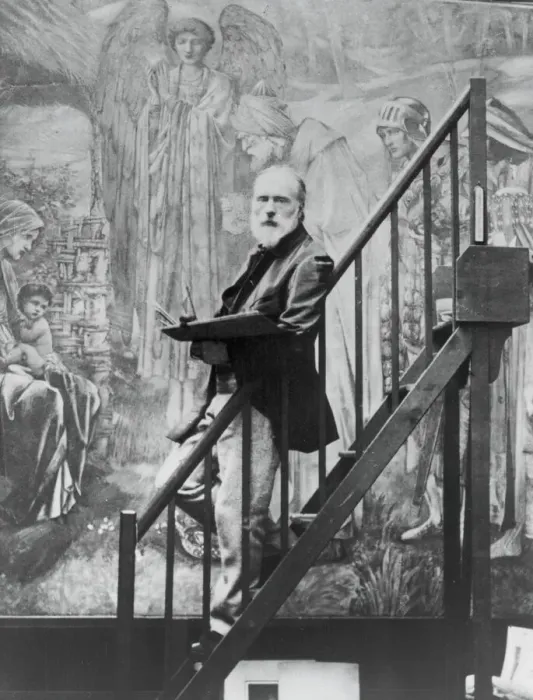 Framed Print : Edward Burne-Jones at work on the Star of Bethlehem, 1895. Creator: Barbara Leighton Framed Print : Edward Burne-Jones at work on the Star of Bethlehem, 1895. Creator: Barbara Leighton