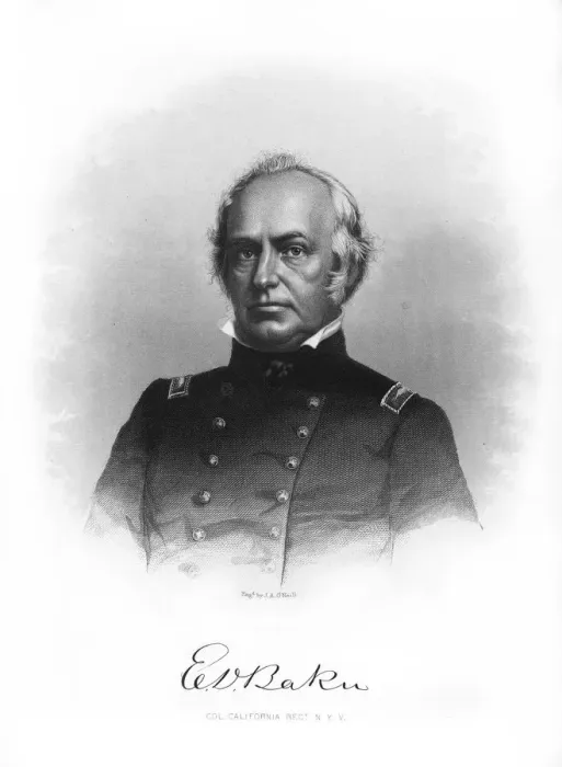 Framed Print : Edward Dickinson Baker, American politician, lawyer, and military leader, (1872). Artist: John A O Neill Framed Print : Edward Dickinson Baker, American politician, lawyer, and military leader, (1872). Artist: John A O Neill