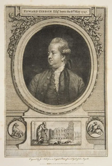 Framed Print : Edward Gibbon, Esq. pub. 1730 (engraving). Creator: Joshua Reynolds (1723 - 92) after Framed Print : Edward Gibbon, Esq. pub. 1730 (engraving). Creator: Joshua Reynolds (1723 - 92) after