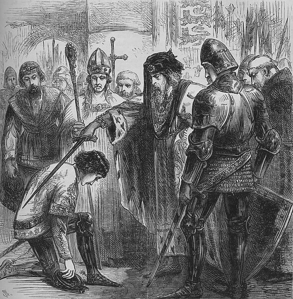 Edward III. Knighting the Black Prince, 1384, (c1880)