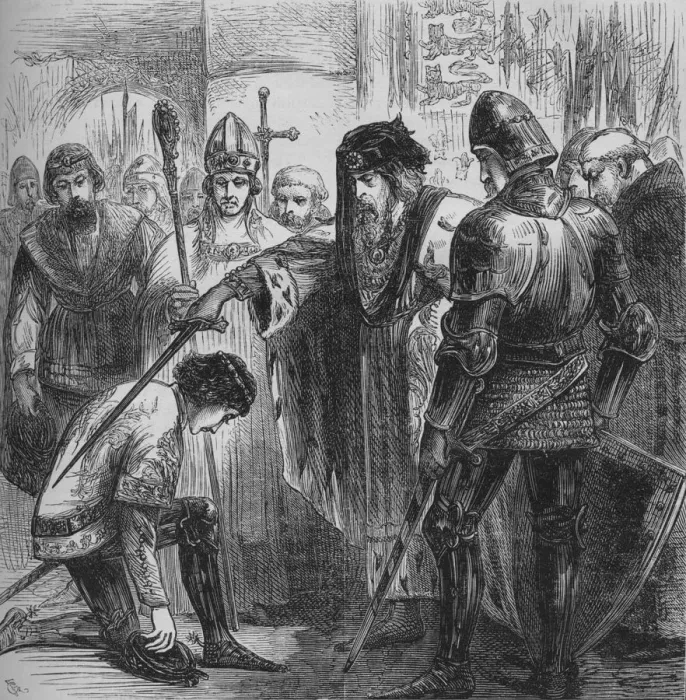 Framed Print : Edward III. Knighting the Black Prince, 1384, (c1880) Framed Print : Edward III. Knighting the Black Prince, 1384, (c1880)