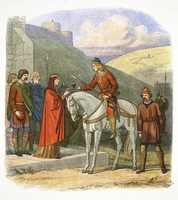 Framed Print : Edward the Martyr arriving at Corfe, Dorset, 978 (1864)