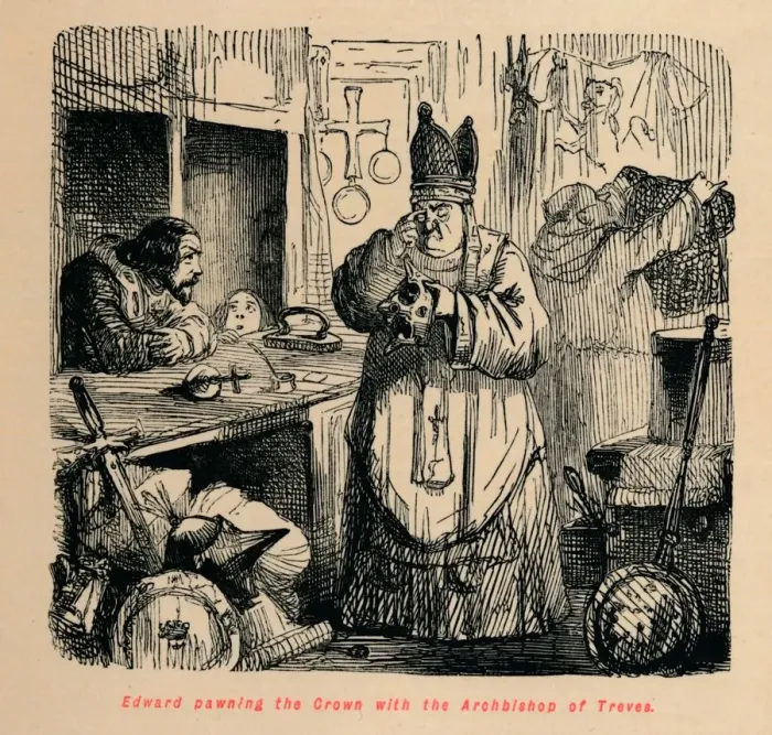 Framed Print : Edward pawning the Crown with the Archbishop of Treves, c1860, (c1860). Artist: John Leech Framed Print : Edward pawning the Crown with the Archbishop of Treves, c1860, (c1860). Artist: John Leech