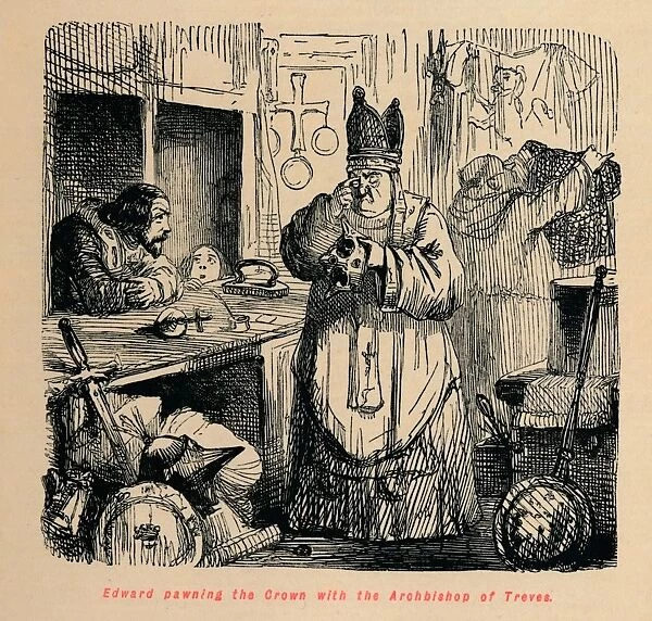 Edward pawning the Crown with the Archbishop of Treves, c1860, (c1860). Artist: John Leech