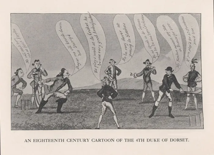 Framed Print : Edward Sackville (1591-1652), 4th Duke of Dorset, playing cricket, 18th century (1912) Framed Print : Edward Sackville (1591-1652), 4th Duke of Dorset, playing cricket, 18th century (1912)