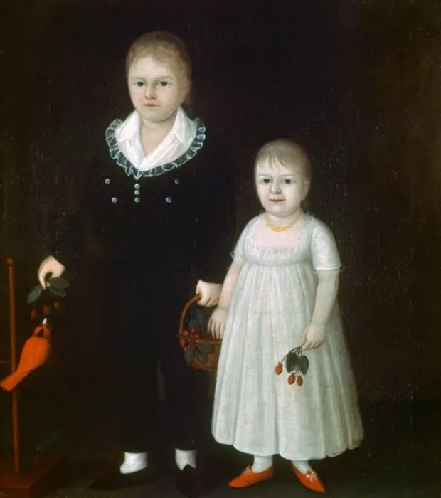 Framed Print : Edward and Sarah Rutter, c1805. Artist: Joshua Johnson Framed Print : Edward and Sarah Rutter, c1805. Artist: Joshua Johnson