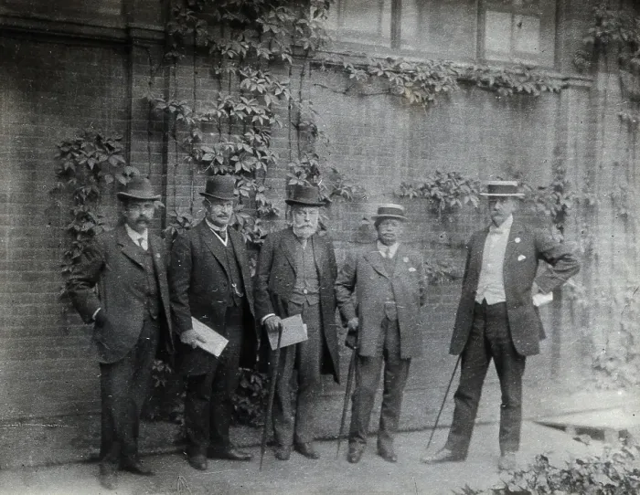 Framed Print : Edward Theodore Brewis, Hermann Thoms, Frederick Belding Power, Peter MacEwan and William... 1909. Creator: Unknown Framed Print : Edward Theodore Brewis, Hermann Thoms, Frederick Belding Power, Peter MacEwan and William... 1909. Creator: Unknown