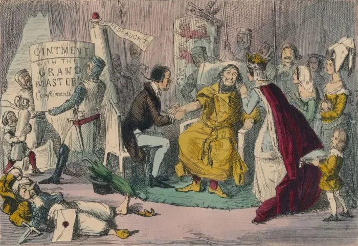 Framed Print : Edwards Arm in the hands of his Medical Advisers, 1850. Artist: John Leech Framed Print : Edwards Arm in the hands of his Medical Advisers, 1850. Artist: John Leech