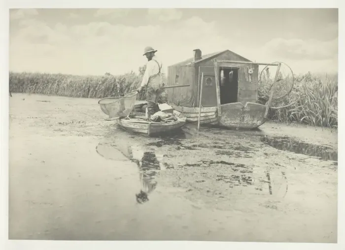 Framed Print : An Eel-Catchers Home, 1886. Creator: Peter Henry Emerson Framed Print : An Eel-Catchers Home, 1886. Creator: Peter Henry Emerson