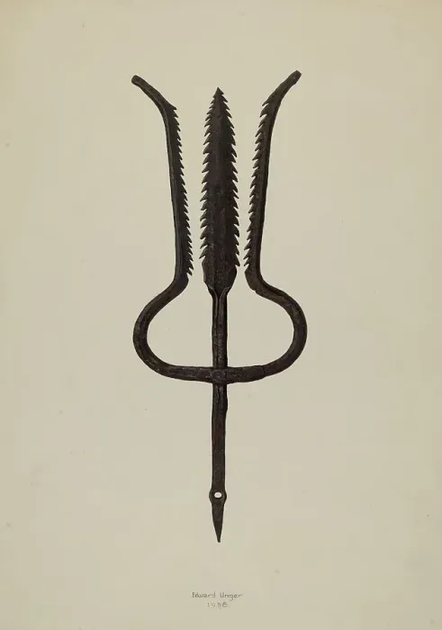 Framed Print : Eel Spear, 1938. Creator: Edward Unger Framed Print : Eel Spear, 1938. Creator: Edward Unger
