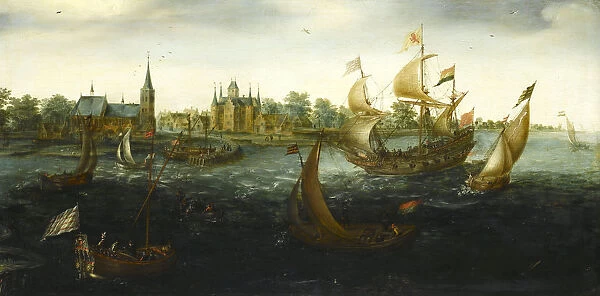 The Eendracht before IJsselmonde, 1618. Artist: Aert Anthonisz. (Aert van Antum) (ca. 1580-1620)