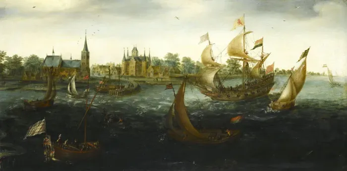 Framed Print : The Eendracht before IJsselmonde, 1618. Artist: Aert Anthonisz. (Aert van Antum) (ca. 1580-1620) Framed Print : The Eendracht before IJsselmonde, 1618. Artist: Aert Anthonisz. (Aert van Antum) (ca. 1580-1620)