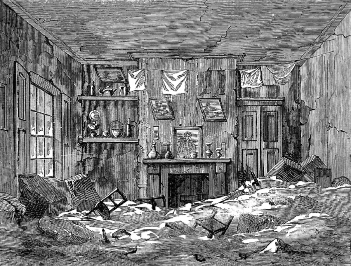 Framed Print : Effects of Flood at Lambeth during the Storm: room in Princes-Square, Lambeth, 1881. Creator: Unknown Framed Print : Effects of Flood at Lambeth during the Storm: room in Princes-Square, Lambeth, 1881. Creator: Unknown