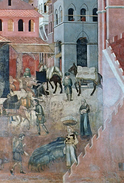 Effects of Good Government on the City Life, (detail), 1338-1340. Artist: Ambrogio Lorenzetti