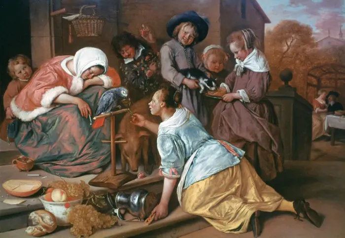 Framed Print : The Effects of Intemperance, 1663-1665. Artist: Jan Steen Framed Print : The Effects of Intemperance, 1663-1665. Artist: Jan Steen