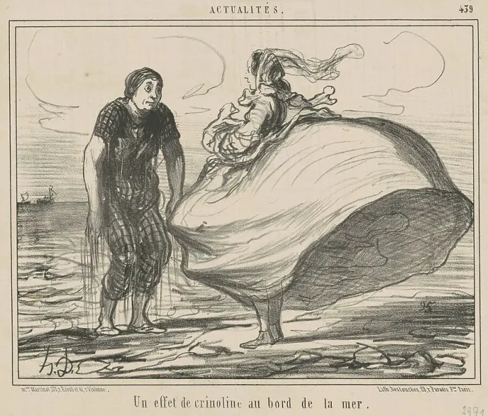 Framed Print : Un effet de crinoline au bord de la mer, 19th century. Creator: Honore Daumier Framed Print : Un effet de crinoline au bord de la mer, 19th century. Creator: Honore Daumier