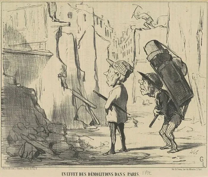 Framed Print : Un effet des démolitions dans Paris, 19th century. Creator: Honore Daumier Framed Print : Un effet des démolitions dans Paris, 19th century. Creator: Honore Daumier