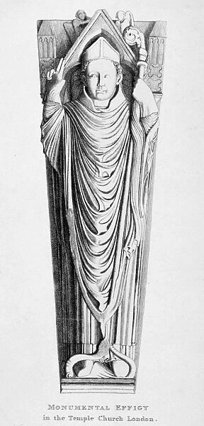 Effigy of a bishop, Temple Church, City of London, 1812