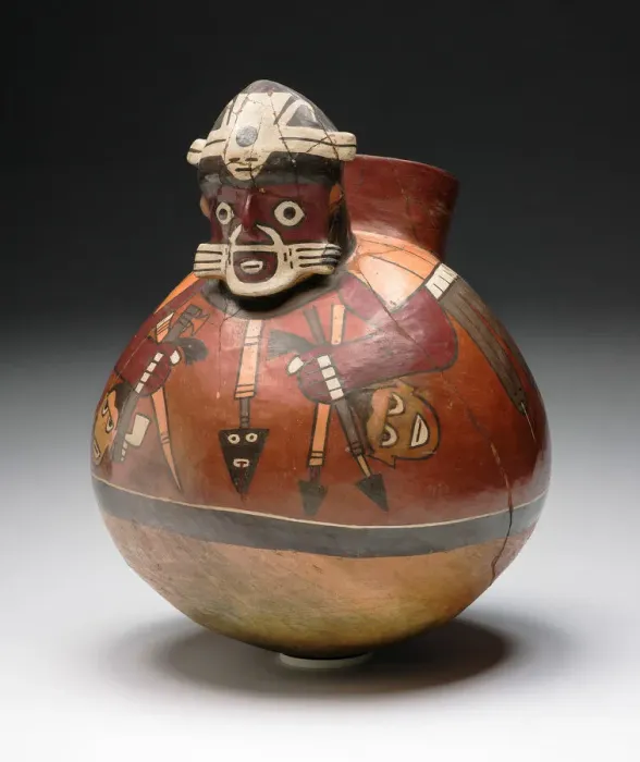 Framed Print : Effigy Drum in the Form of a Masked Warrior Holding Trophy Heads and Darts, 180 B. C. / A. D Framed Print : Effigy Drum in the Form of a Masked Warrior Holding Trophy Heads and Darts, 180 B. C. / A. D