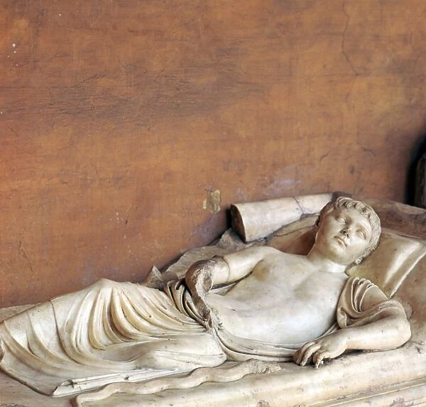 Effigy of a youth on a Roman sarcophagus, 2nd century