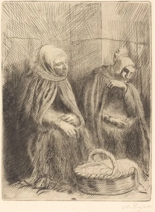 Framed Print : Egg-sellers, 1st plate (Les marchandes d oeufs). Creator: Alphonse Legros Framed Print : Egg-sellers, 1st plate (Les marchandes d oeufs). Creator: Alphonse Legros
