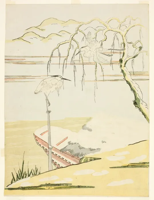 Framed Print : Egrets in the Snow, c. 1768. Creator: Suzuki Harunobu Framed Print : Egrets in the Snow, c. 1768. Creator: Suzuki Harunobu