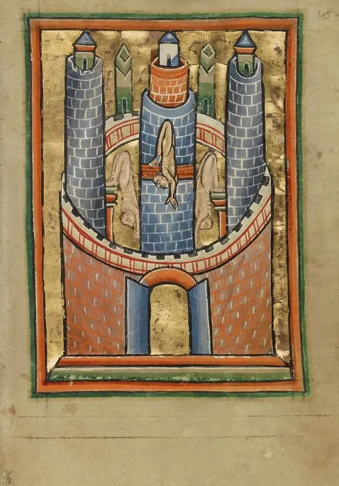 Framed Print : Egypt: The Fall of Pagan Idols; Illustrated Vita Christi, with devotional... about 1190-1200. Creator: Unknown Framed Print : Egypt: The Fall of Pagan Idols; Illustrated Vita Christi, with devotional... about 1190-1200. Creator: Unknown