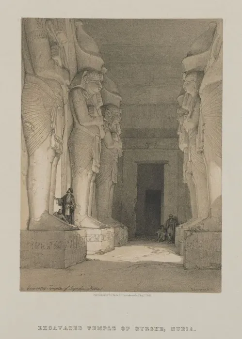 Framed Print : Egypt and Nubia, Volume I: Excavated Temple of Gyrshe, Nubia, 1846. Creator: Louis Haghe (British Framed Print : Egypt and Nubia, Volume I: Excavated Temple of Gyrshe, Nubia, 1846. Creator: Louis Haghe (British