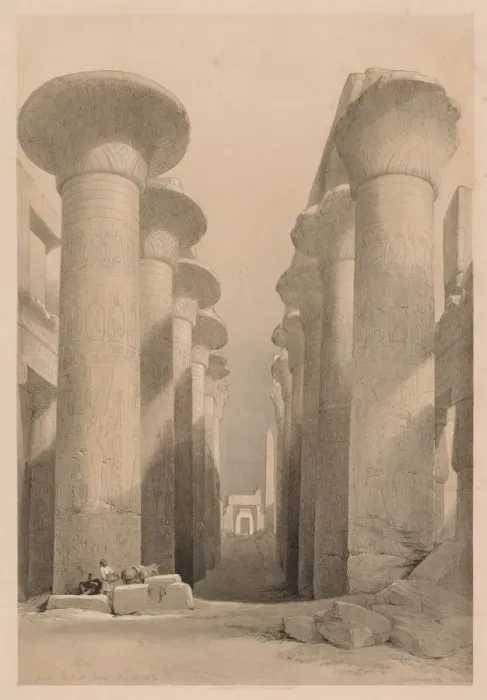 Framed Print : Egypt and Nubia: Volume I - No. 20, Great Hall at Karnak, Thebes, 1838. Creator: Louis Haghe Framed Print : Egypt and Nubia: Volume I - No. 20, Great Hall at Karnak, Thebes, 1838. Creator: Louis Haghe