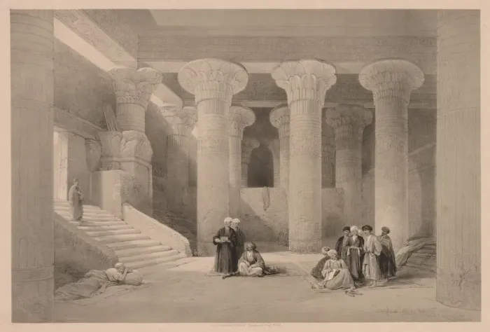Framed Print : Egypt and Nubia: Volume I - No. 24, Temple at Esneh, 1838. Creator: Louis Haghe (British Framed Print : Egypt and Nubia: Volume I - No. 24, Temple at Esneh, 1838. Creator: Louis Haghe (British