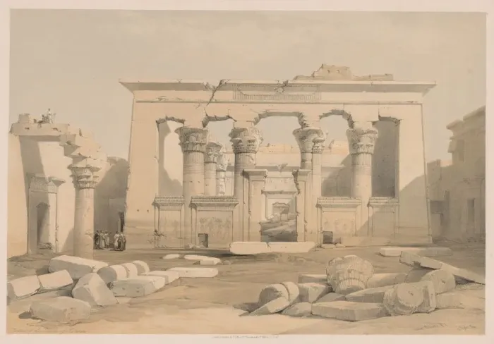 Framed Print : Egypt and Nubia: Volume I - No. 28, Portico of the Temple of Kalabshi, 1838. Creator