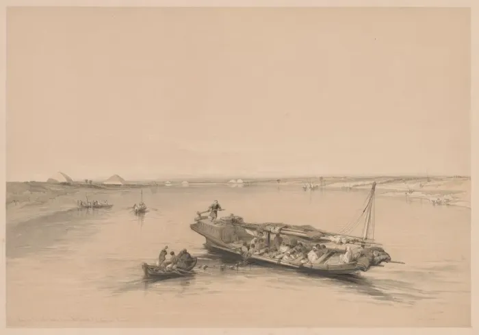 Framed Print : Egypt and Nubia: Volume I - No. 4, Slave Boats on the Nile, View Looking Towards Framed Print : Egypt and Nubia: Volume I - No. 4, Slave Boats on the Nile, View Looking Towards