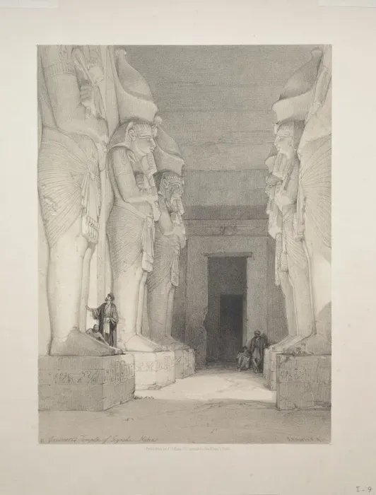 Framed Print : Egypt and Nubia: Volume I - No. 9, Excavated Temple of Gyrshe, Nubia, 1838. Creator Framed Print : Egypt and Nubia: Volume I - No. 9, Excavated Temple of Gyrshe, Nubia, 1838. Creator
