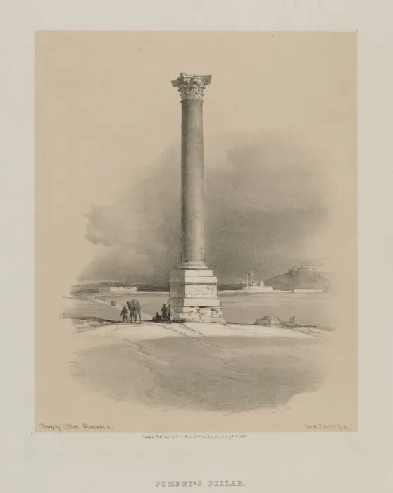 Framed Print : Egypt and Nubia, Volume I: Pompeys Pillar, Alexandria, 1846. Creator: Louis Haghe (British