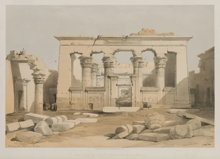 Framed Print : Egypt and Nubia, Volume I: Portico of the Temple of Kalabshe, 1847. Creator: Louis Haghe (British Framed Print : Egypt and Nubia, Volume I: Portico of the Temple of Kalabshe, 1847. Creator: Louis Haghe (British