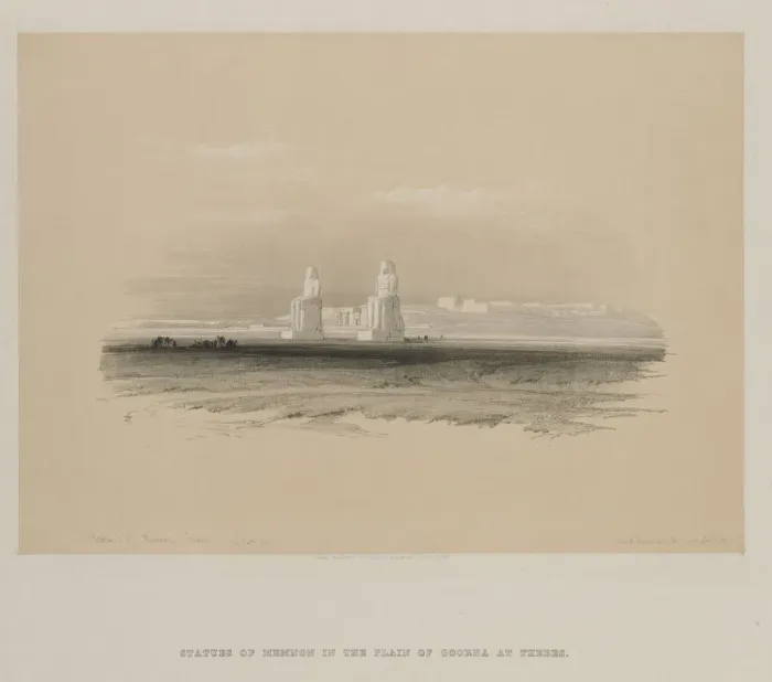 Framed Print : Egypt and Nubia, Volume I: Statues of Memnon, Thebes, 1846. Creator: Louis Haghe (British Framed Print : Egypt and Nubia, Volume I: Statues of Memnon, Thebes, 1846. Creator: Louis Haghe (British