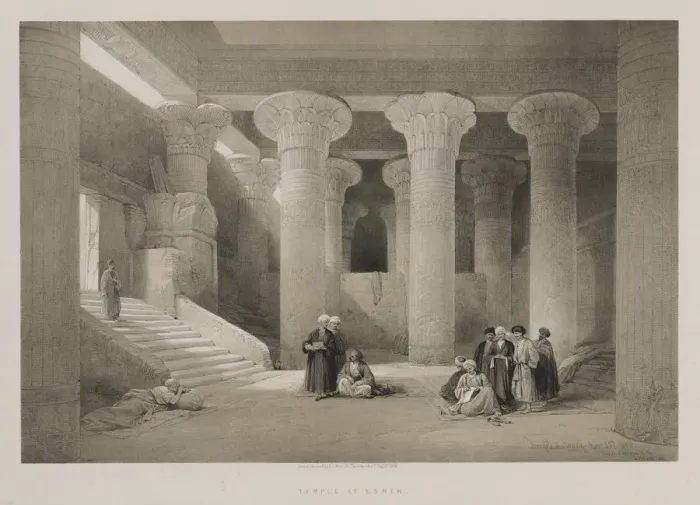 Framed Print : Egypt and Nubia, Volume I: Temple at Esneh, 1846. Creator: Louis Haghe (British, 1806-1885); F Framed Print : Egypt and Nubia, Volume I: Temple at Esneh, 1846. Creator: Louis Haghe (British, 1806-1885); F